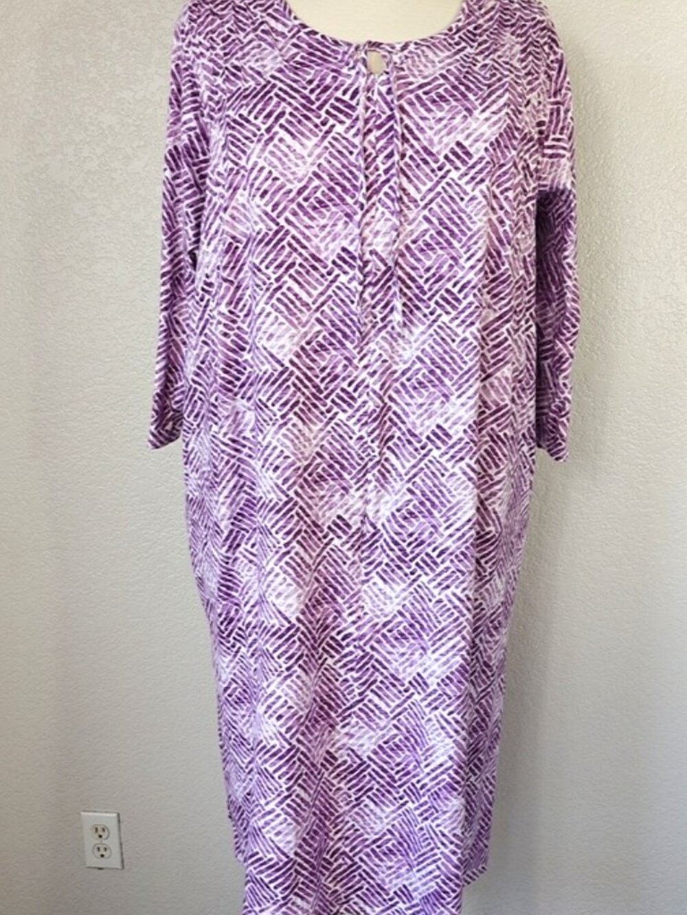 Stan Herman 3X Caftan Lounge Dress Pajama Nightwear Zipper Front Closure Pockets